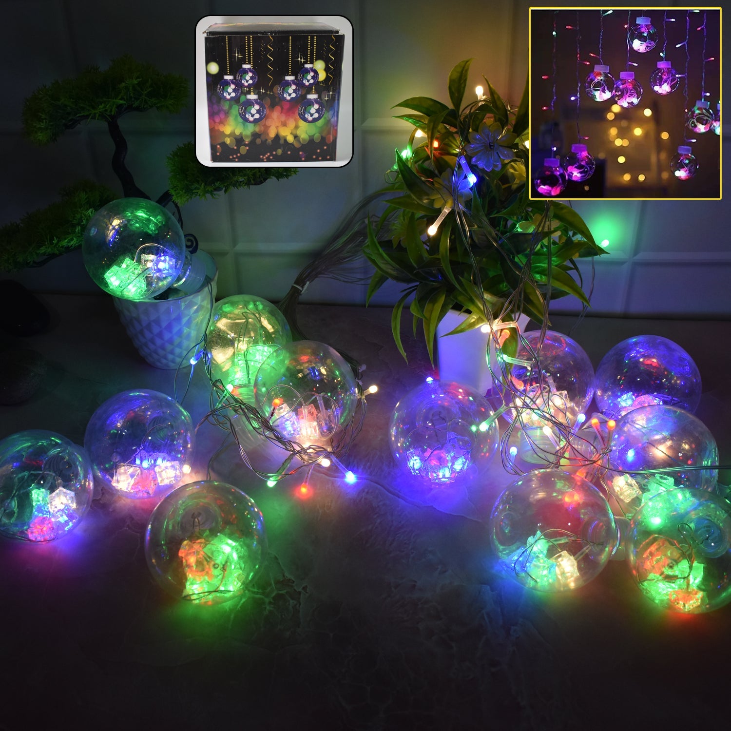 12 Wish Balls Window Curtain String Lights with 8 Flashing Modes Decoration for Home Decoration, Diwali & Wedding LED Christmas Light Indoor and Outdoor Light ,Festival Decoration (Plastic, Multi Color) 12 Wish Balls Window Curtain String Lights with 8 Flashing Modes Decoration for Home Decoration, Diwali & Wedding LED Christmas Light Indoor and Outdoor Light ,Festival Decoration (Plastic, Multi Color)
